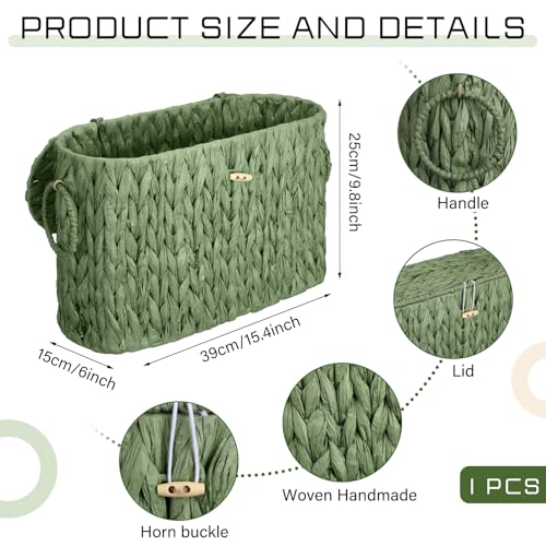 Kathfly Sage Green Toilet Paper Storage Basket with Lid Wicker Woven Bathroom Basket Toilet Paper Holder Holds up to 6 Mega Rolls Woven Organizer for Home Bathroom Kitchen Offices - style: Classic Style