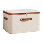 Storage Bins with Lids, Fabric Storage Boxes with Handles, Breathable Cotton Linen Clothes organizing Box for Wardrobe, Closet (Washable) (large) - size: large