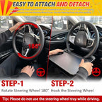2-in-1 Steering Wheel Desk - Steering Wheel Tray Table with Seat Gap Filler Organizer | Car Food Tray for Driver | Car Desk for Laptop & Eating - Work Road Trip Essentials Accessories - style: Steering Wheel Tray