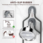 REINHARDT Shower Caddy Hanging, Rustproof Bathroom Caddy Anti-Swing Shower Organizer No Drilling Bath Racks with Soap Holder Multi Hooks Bathroom Storage for Shampoo Sponge, Grey - color: Grey
