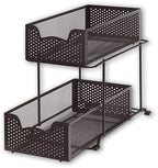 Simple Houseware 2 Tier Sliding Cabinet Basket Organizer Drawer, Bronze - color: Bronze, size: 1-Pack