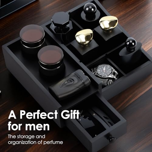 Cologne Organizer For Men,Perfume Organizer,Bathroom Organizers,Bathroom Counter,Perfume Stand,Cologne Stand,Cologne Tray,Dresser Top Organizers,Mens Room Decor,Gifts for Men - color: Black