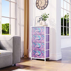 YITAHOME Dresser with 4 Drawers - Storage Tower Unit, Dresser for Living Room, Closets - Sturdy Steel Frame, Wooden Top & Easy Pull Fabric Bins, Purple - color: Purple, style: 4-Drawer