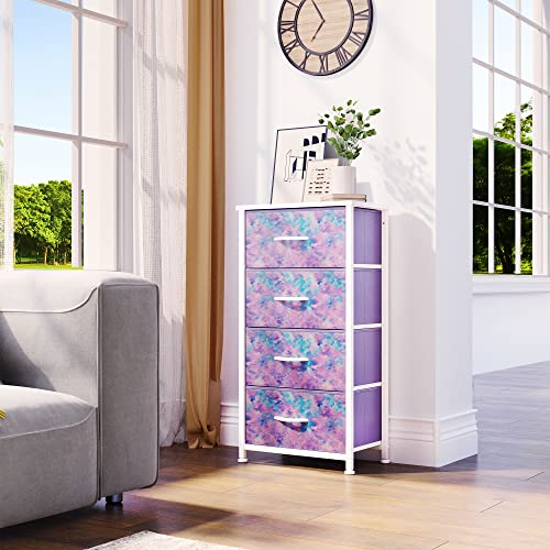 YITAHOME Dresser with 4 Drawers - Storage Tower Unit, Dresser for Living Room, Closets - Sturdy Steel Frame, Wooden Top & Easy Pull Fabric Bins, Purple - color: Purple, style: 4-Drawer