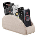 Leather TV Remote Control Holder with 5 Compartments Remote Caddy Desktop Organizer for Storage TV, DVD, Blu-Ray, Media Player, Heater Controllers - color: Beige