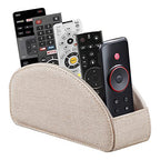 Leather TV Remote Control Holder with 5 Compartments Remote Caddy Desktop Organizer for Storage TV, DVD, Blu-Ray, Media Player, Heater Controllers - color: Beige