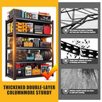 71" H Garage Shelving 5-Tier Heavy Duty Storage Shelves, Adjustable Metal Shelf Unit, Utility Organizer Rack for Basement, Pantry, Kitchen, Warehouse,15.7" Dx35.4 Wx71.2 H, Black - size: 5-tier-15.7"Dx35.4"Wx71.2"H
