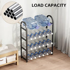 APEXCHASER 4-Tier Metal Shoe Rack, Small Shoe Organizer for Entryway & Closet, Free-Standing Adjustable Shoe Storage Shelf, Space-Saving Shoe Rack Closet, 19.29" D x 7.28" W x 25.59" H, Black