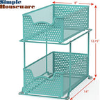 Simple Houseware 2 Tier Sliding Cabinet Basket Organizer Drawer, Turquoise - color: Turquoise, size: 1-Pack