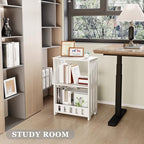 HAYOFAMY 3 Tier Side Table Night Stand, Narrow End Table with Display Shelf, Small Bookcase Bookshelf, Simple Bedside Table Storage Rack for Bedroom, Living Room, Office, Bathroom, White