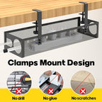 Under Desk Cable Management Tray No Drill 15.1’’, Metal Mesh Cable Management Box with Hybrid Side Slots Cable Raceway,Adjustable Cable Tray with Wire Management for Office Home,1 Pack (Black) - color: Black
