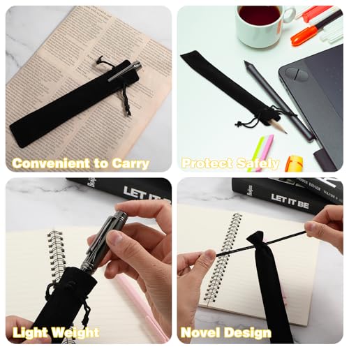 20 PCS Black Velvet Pen Pouch with Drawstring, Pencil Pouch forPencil Box Gift Box, Single Pen Case, Double-sided thickened fleece drawstring bag
