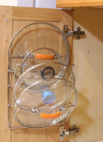 Simple Houseware 2-Pack Cabinet Door/Wall Mount Pot Lid Organizer Rack, 9.5" W x 4.5" D x 11.5”H, Chrome - color: Chrome