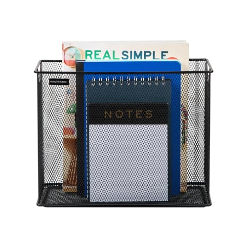 Mind Reader Vertical File Storage, Desktop Organizer, Hanging Files, Office, Metal Mesh, 12.25"L x 5.5"W x 10"H, Black - size: 12.25 x 5.5 x 10