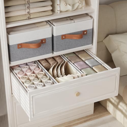 OUTBROS Storage Bins,Foldable Storage Baskets for Organizing,Fabric Storage Boxes With Handles,For bedrooms, living rooms, Shelves,Gray/White,15x6.1x5.1in,3-Pack - color: Gray/White, size: 15x6.1x5.1in(3-Pack）