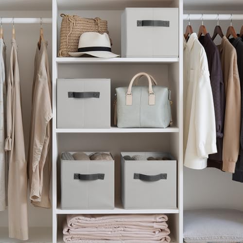 Cupic Cupid Storage Bins Closet, Fabric Closet Organizers and Storage, 6-Pack Baskets for Organizing, Large Storage Boxes with Handles for Clothes and Toys, Light Gray - color: Light Gray, size: 6-Pack
