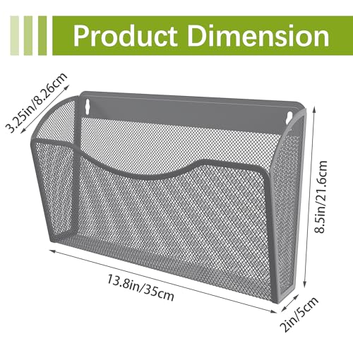 EasyPAG 3 Pack Wall File Organizer, Metal Mesh Hanging File Folder Holder for Letter/A4 Size Folders, Vertical Wall Mount Mail Sorter for Office Paperwork, Classroom, Silver - color: Silver
