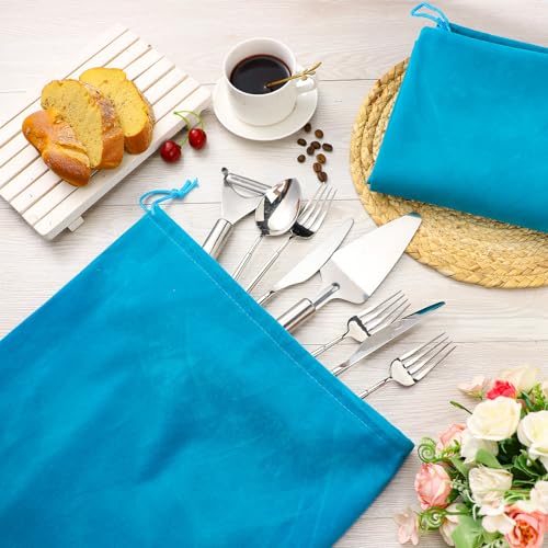 Ferraycle Silver Storage Bags Oversized 24 x 32 Inch Zipper Anti Tarnish Cloth Bag for Silver Storage, Tray, Jewelry, Flatware, Vase, Polishing,Tarnish Cleaning(Blue) - color: Blue