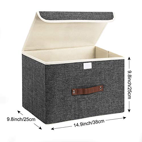 TYEERS Foldable Storage Boxes with Lids 5 Pack Fabric Storage Bins with Lids, Closet Organizers for Clothes Storage, Room Organization, Office Storage, Toys - Black - color: Black, size: 5-Pack Medium