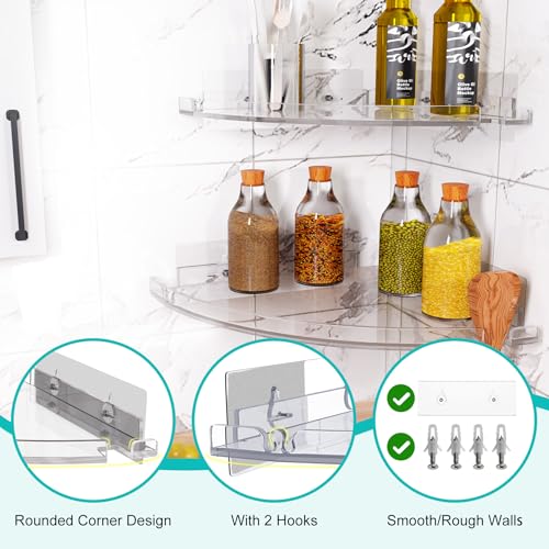 Acrylic Corner Shower Shelves, Adhesive Shower Caddy Organizer for Bathroom Storage Home Decor, Clear Rustproof No Drilling Wall Shelf, 2-Pack - color: Clear Shelf