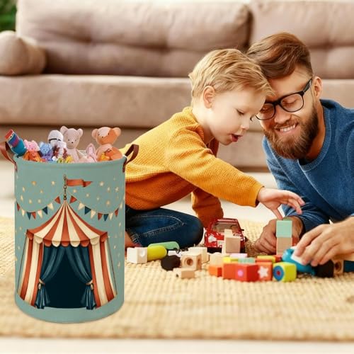 Funky Laundry Basket Circus Tent Collapsible Laundry Baskets Oxford Cloth Red Storage Bin Colorful Laundry Hamper Kids Room Spring Decor 15.75x15.75x19.7" - color: Colorful580