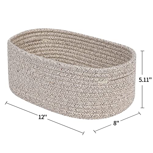 CubesLand Rectangle Organization/Storage Basket, Natural Cotton Rope Woven Baskets for Organizing, Small Basket for Kids, Baby Nursery, Cat Dog Toy Baskets, Organizer Bins for Shelves 3Pc Light Brown - color: Light Brown, size: 3pcs-Small Basket
