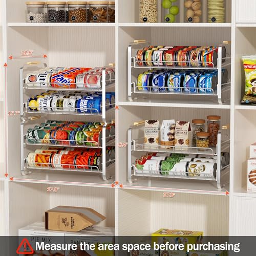 MAXIFFE 2-Tier Can Organizer for Pantry, 16.9"W × 11.5"D × 16.7"H, Stackable Metal Adjustable Hold 40 Cans Rack Storage Holder Dispenser for Soda Drinks Fruits, for Kitchen Countertop, 2 Pack Chrome - color: Chrome, size: 2 Tier - 2 Pack