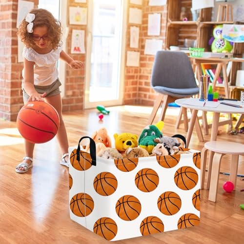 FXOLCSHE Rectangular Basketball Basket,Canvas Basketball Laundry Basket,Kids Toys Storage Bin with Handles,Boys storage box,Baby hamper,Room Decor(Basketball) - color: Football