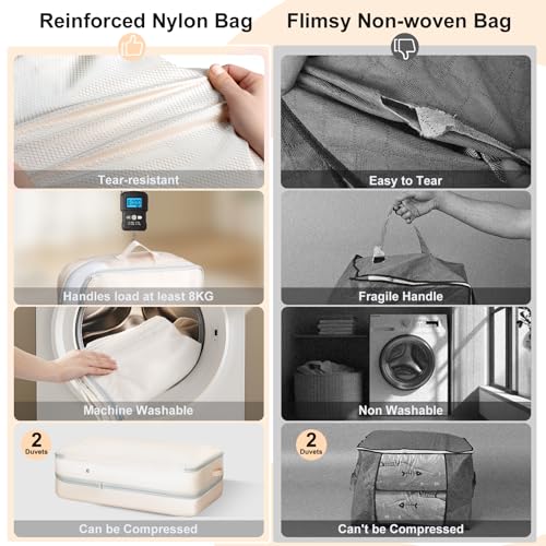 Comforter Storage Bag - Large Capacity Bedding Storage Bags Ultra Space Saving Self Compression Organizer, Washable Compression Bags for Storage Comforter Blanket Duvet Pillow, 4-Pack, Beige - color: Beige, size: 4 Packs