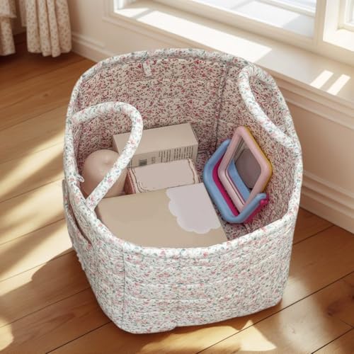 Floral Fabric Storage Basket Car Interior Storage Basket Underwear Sundries Laundry Baskets Supplies Home Organizer Bag (style 3) - color: style 3