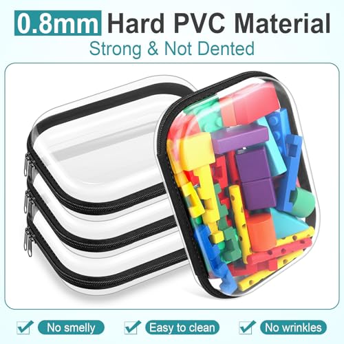 Sanwuta 6 Pcs Clear Hard Zipper Case Plastic Zipper Pouches Transparent Makeup Bag Pencil Case Pouches Toiletry Diaper Bag for Travel Toy Storage Organizer Bins(Black,7.87 x 5.9 x 2 Inch) - color: Black, size: 7.87 x 5.9 x 2 Inch