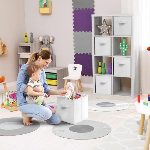 Sorbus Foldable Storage Cubes - 6 Pack, 11 Inch, White, Fabric, Foldable, Storage and Organization, Versatile Use, Collapsible Storage, Lightweight and Durable - color: White, size: 11 Inch