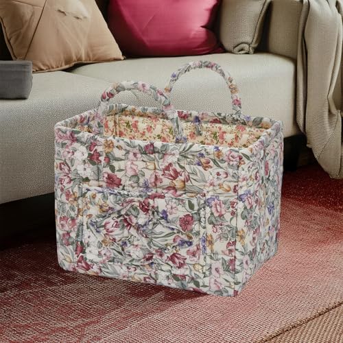 Quilted Laundry Basket with Handles - Multi-Purpose Fabric Storage Basket，Boho Fabric Storage Baskets with Handles for Car, Home & Nursery - Collapsible Square Organizer (multicolor) - color: multicolor