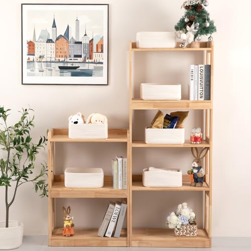 OIASKET 6 Pack Storage Baskets for Shelves, Small Baskets for Shelves, Cute Decorative Storage Bins, Organizer Basket for Gifts Empty, 11.8''Lx7.8''Wx4.7''H-White - color: White