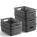 NETANY Plastic Storage Baskets - 8 Pack, Gray, Durable, Easy to Use, Flexible, Multi-Purpose, Ideal for Closets, Cabinets, Shelves, Countertops - color: Gray