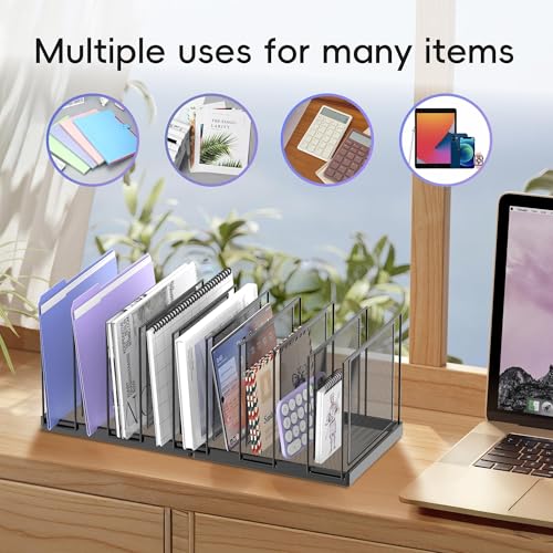 9-Section Desk File Organizer, Vertical File Holder, Mesh Desktop File Folder Metal File Organizer Stand for Office Home Classroom, Black, 2 Pack - color: Black, size: 2 Pack 9-Section