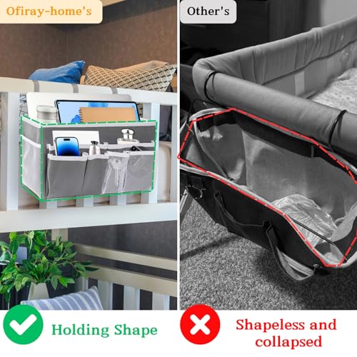 Ofiray-home 2pcs Bedside Caddy/Bedside Hanging Storage Bag for Bunk College Dorm Bed and Hospital Beds,Can be Placed Glasses,Water Bottle,Books,Mobile Phones,Keys,Dorm Room Essentials
