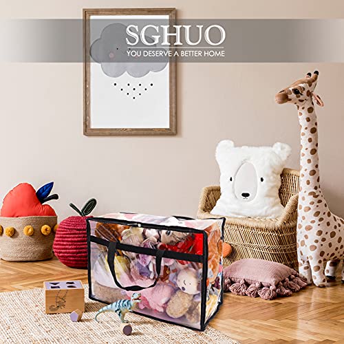 SGHUO Blanket Storage Bags 60L Extra Large Plastic Vinyl Clear Storage Bag for Clothes, Comforter, Bedding, Moving Bags with Zipper and Reinforced Handle (4pcs) - color: A-Clear