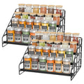 Bunoxea Spice Rack 4 Tier Kitchen Cabinet Organizer,Countertop Spice Rack,Tier Depth Adjustable Cabinet Shelf,Step Spice Organization Easy Visibility,Holds Seasoning and Condiments 2Pack - size: 2 Pack