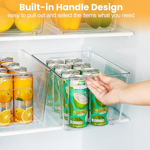 YIHONG 8 Pack Clear Pantry Organizer Bins,Plastic Storage Containers with Handle for Kitchen,Freezer,Cabinet,Closet,Bathroom Under Sink Organization - size: L(11.2"L x 7.5"W x 6"H)