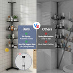 Standing Shower Caddy Corner, 4-Tier Adjustable Height Bathroom Organizer, 6-Section Pole, Sturdy Floor Standing Shelf for Shower or Bathtub – No Drilling, No Spring Tension