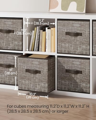 SONGMICS Storage Cubes, 11-Inch Non-Woven Fabric Bins with Double Handles, Set of 6, Closet Organizers for Shelves, Foldable, for Clothes, Walnut Color UROB026K02 - color: Walnut Color, size: 10.2''L x 10.2''W x 11''H