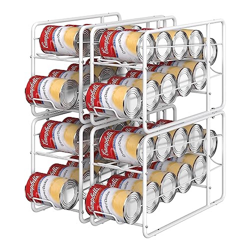 MOOACE Can Organizer for for Pantry, Stackable Soda Can Dispenser Canned Food Storage, Kitchen Cabinet Fridge Beverage Cans Holder, 4 Pack, White - color: White