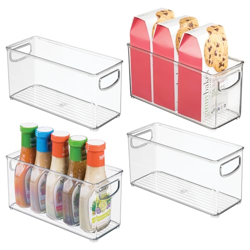 iDesign Slim Clear Plastic Stackable Storage Bin, Tall Narrow Organizer for Kitchen or Pantry, 4-Pack - style: Pack of 4