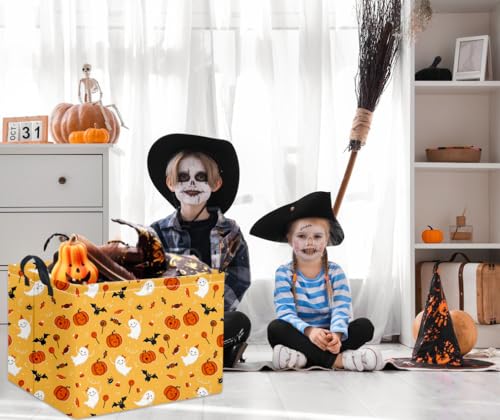 HIYAGON Rectangular Halloween Basket for Boys and Girls Kids Trick or Treat Pumpkin Basket for Halloween Parties Cute Storage Bin Organizer Box Room Decor(Cute halloween ) - color: Cute halloween
