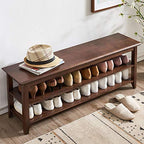 XKZG Storage Bench Wooden Shoe Rack Bench Rustic Solid Wood Entryway Bench (Brown,47.2") - color: Brown, size: 47.2"W x 11.8"D x 16.5"H