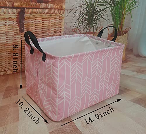 Girls Storage Basket Foldable Pink Box Baby Hamper Collapsible Organizer Bin Gift Shelf for Home and Kitchen Outdoor - color: pink arrow