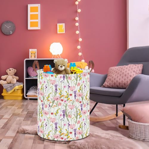 19.7" Laundry Basket,Dirty Clothes Hamper,Waterproof Storage Bin,Room Decor,Gift Baskets,Nursery Hamper(Flowering Shrubs) - color: Flowering Shrubs