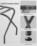 SONGMICS Luggage Rack for Guest Room, Set of 2 Suitcase Stands, Foldable Steel Frame, for Hotel, Bedroom, Holds up to 110 lb, 27.2 x 15 x 20.5 Inches, Slate Gray URLR001G02 - color: Slate Gray, style: Basics