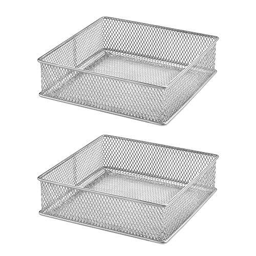 YBM HOME Silver Mesh Drawer Cabinet and or Shelf Organizer Bins, School Supply Holder Office Desktop Organizer Basket (2, 6x6x2 Inch) - size: 6x6x2 Inch